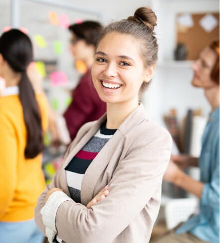 a women smiling at camera