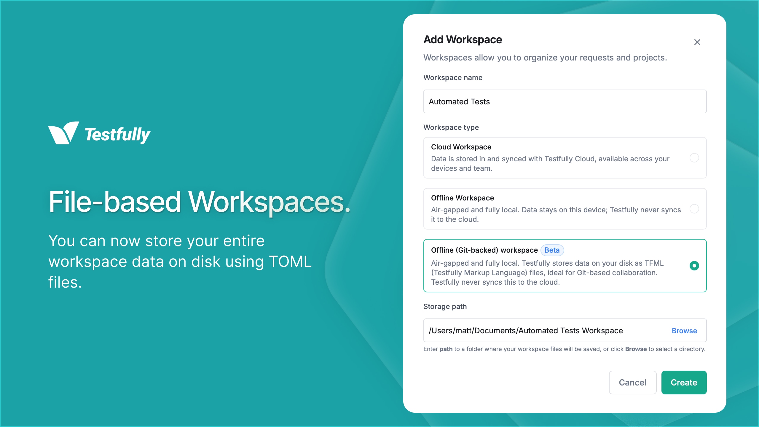Example of a file-based workspace