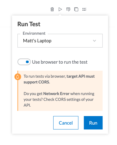 Run tests in browser
