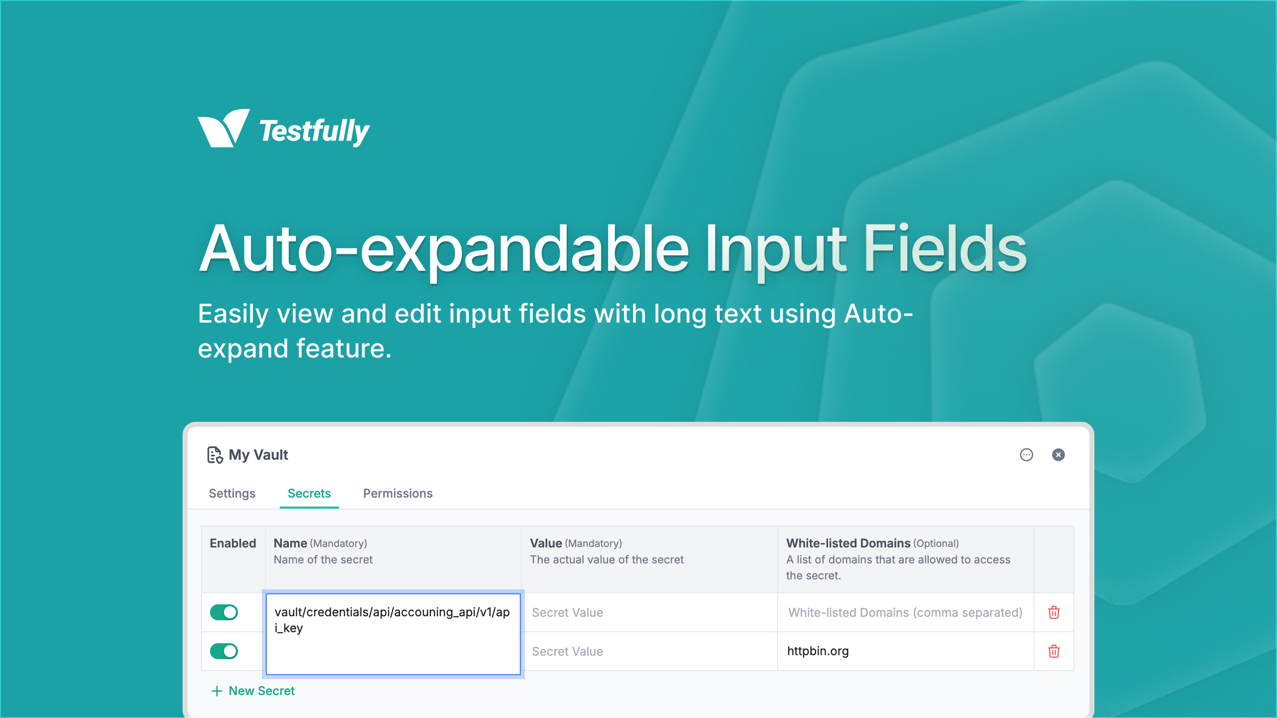 Screenshot of Auto-expandable input fields