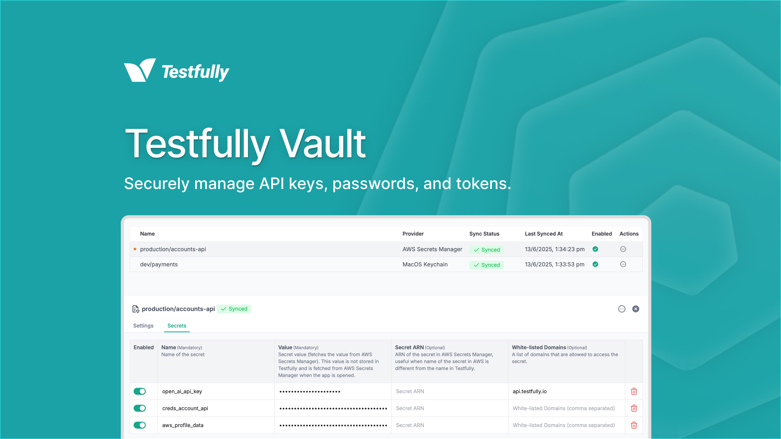 Screenshot of Testfully Vault